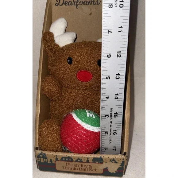 Dearfoams Cozy Pet Holiday Toy Set Plush Squeaky Dog Toy Ball NIB - Picture 6 of 9